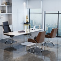 Fauteuil de Bureau Pivotant de Luxe Moderne en Cuir, Fauteuil de Direction Ergonomique pour Conférence avec Méridienne en Tissu – Mobilier de Bureau