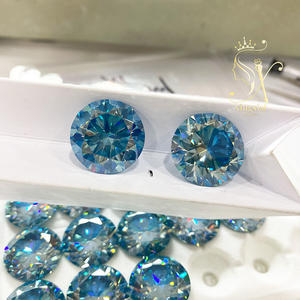 Moissanite Blu <span class=keywords><strong>Mare</strong></span> Certificata GRA, Pietra Preziosa Simulata Taglio Rotondo, Supera il Test del Diamante, 14mm 18mm - Product Image 1