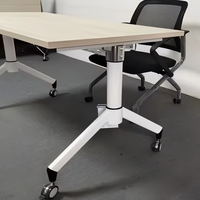 Bureau pliant extensible Liyu en acier inoxydable moderne avancé avec plateau en bois, table de formation portable sur roulettes, amovible pour le bureau