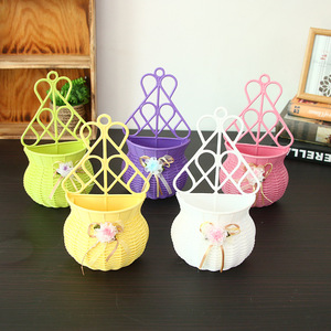 Nuovo Vaso <span class=keywords><strong>in</strong></span> <span class=keywords><strong>Plastica</strong></span> per Decorazione Domestica con Fiori Secchi Simulati <span class=keywords><strong>da</strong></span> <span class=keywords><strong>Appendere</strong></span> a Parete Bianco/Rosa/Verde/Giallo - Product Image 1