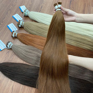 Extensiones de cabello humano a granel de color claro, textura lisa natural, precio mayorista, sin caída, sin enredos, doble capa. - Product Image 5