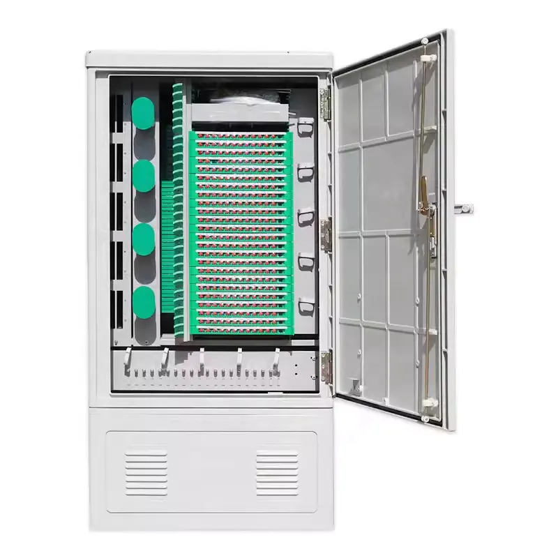 Gabinete exterior FTTH, gabinete exterior de fibra de acero inoxidable, gabinete de conexión cruzada óptica de núcleo 144/288/576 OEM