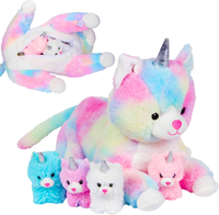 Vente en gros de peluche CPC mini licorne personnalisée CPC peluche avec caticorne bébés 22 ''maman chat et 4 bébés pour filles
