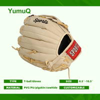 Gant de baseball d'entraînement pour jeunes enfants YumuQ en cuir synthétique PVC/PU, tailles 8,5/9,5/10/10,5 pouces, modèle H-web