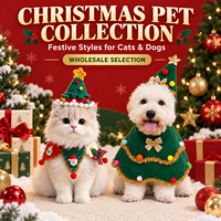 Bavoirs et chapeaux décoratifs de Noël pour animaux de compagnie (chats et chiens) – Style Instagram – Cadeaux de fêtes – Vente en gros directe usine