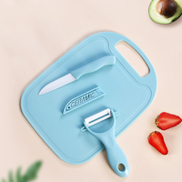 Ensemble de 3 couteaux de cuisine ambidextres en céramique faits à la main avec manches en céramique durables, option logo personnalisé, pour fruits, melon, éplucheur et hachoir