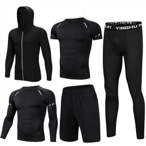 Deportes gimnasio rápido seco camiseta medias cinco piezas conjunto <span class=keywords><strong>de</strong></span> traje <span class=keywords><strong>de</strong></span> los hombres <span class=keywords><strong>de</strong></span> ropa <span class=keywords><strong>de</strong></span> Fitness - Product Image 6