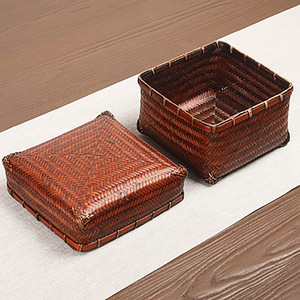 With Eyes <b>Bamboo</b> Woven Tea Storage Box Rectangle Handmade Traditional Food <b>Container</b> For Tea Ceremony Travel Use - Product Image 3