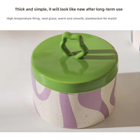 Boîte de rangement en céramique imprimée créative |   Pot alimentaire décoratif avec poignée de couvercle unique |   Pour le café, les bonbons, les collations, la cuisine et le bureau