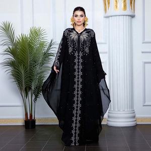 开斋节穆斯林女装女式蝙蝠袖Abaya钻石Jalabiya摩洛哥长袍派对礼服迪拜Abayas Kaftan Vestidos长袍 - Product Image 2