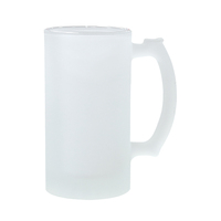 Mug à bière en verre transparent givré de 16 oz, personnalisable par sublimation ou sérigraphie, certifié CE/EU, compatible micro-ondes et lave-vaisselle – Vente chaude