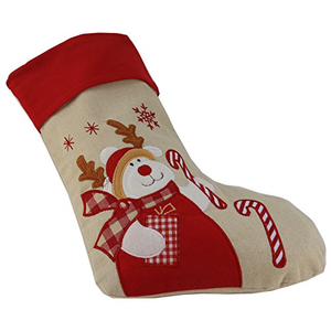 Medias Navideñas Personalizadas al por Mayor con Diseño Personalizado, Medias de Yute Beige para Niños Pequeños, Decoraciones Navideñas con Diseño de Papá Noel y Muñeco de Nieve - Product Image 4