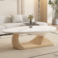 Table basse en forme de couleur bois minimale petit appartement salon table basse à panneau de roche ovale