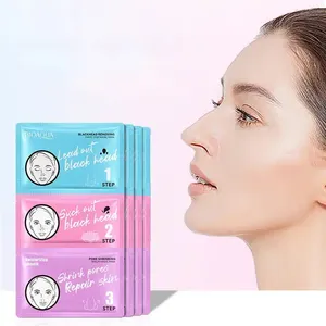 OEM BIOAQUA private label 3 steps kit blackhead remover shrink pores deep cleaning for nose mask