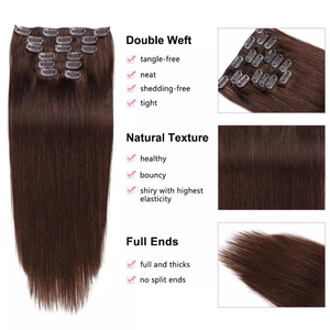 Extensions de cheveux 100% naturels russes Remy, sans couture, avec Clip indien, prix d'usine, vente en gros - Product Image 2