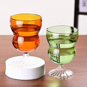 Cadeau Vert Orange Lait Café Tasse à boire Soufflé à la main Colorful Gourd Wine Glass Elegant 300ML High Borosilicate Ice Cream <span class=keywords><strong>Gobelet</strong></span> - Product Image 1