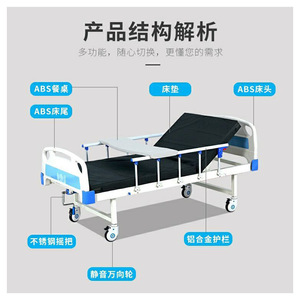Abs Single Crank Nursing <b>Bed</b> With Adjustable <b>Backrest</b> <b>For</b> Elderly And Hospital Use - Product Image 2