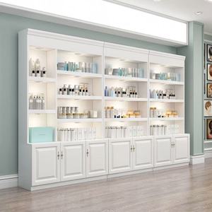 Custom Large Nordic Retro Wooden Skincare Glass Cabinet for Eyelash Studio Beauty Wig Cosmetics Exhibition Showcase - Product Image 4