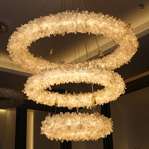 Lustre moderne de luxe en cristal naturel, luminaire suspendu LED personnalisable à intensité variable <span class=keywords><strong>pour</strong></span> la maison, l'hôtel, la villa, le salon - Product Image 6