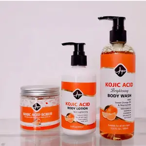 2022 New&Hot selling Natural Organic Scrub &BODY WASH &Body Lotion Skin Care set For LIGHTENING Skin KOJIC ACID Body SET