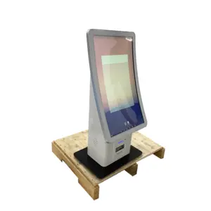 23.6 inch Desktop&Table Curved touch screen ordering kiosk with QR code scanner bill payment kiosk