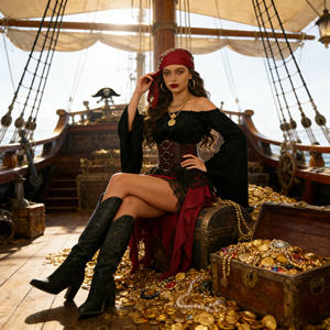 Camisas <span class=keywords><strong>Pirata</strong></span> Medievales Renacentistas para Mujer, Mangas Largas, Cinturón, Top, Falda Corta, Disfraces <span class=keywords><strong>de</strong></span> Halloween para Adultos - Product Image 2