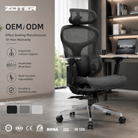 Chaise ergonomique ZOTER moderne à dossier haut entièrement en mesh, appui-tête réglable, soutien lombaire, accoudoirs 4D réglables pour la maison, l'école, l'hôtel