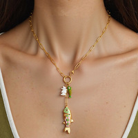 SUMMLY-Pendentif poisson de l'océan tendance, chaîne en acier inoxydable plaqué or 18 carats, collier à breloques, accessoires de bijoux de mode