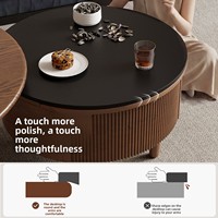 Table basse en bois massif avec plateau en pierre, design moderne et minimaliste pour salon, usage domestique, petits appartements, modèle CJ094