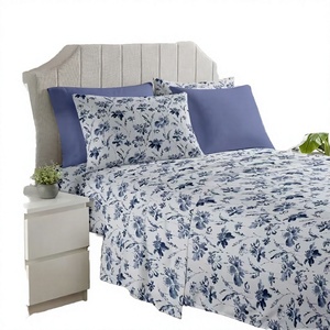 Printed Color 4-Piece Custom Brand Quality 400TC Double-Sided Modern Bedding <b>Sheet</b> Set with <b>Fitted</b> & <b>Flat</b> <b>Sheets</b> - Product Image 2