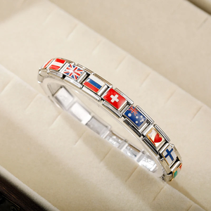 Hapiship Italian Charm Bracelet Country Flag Charms para pulseras al por mayor DJ046 - Product Image 1