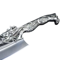 Couteau de cuisine tout acier 14 pouces Butcher Yuan Silver Dragon 2023, en acier inoxydable épaissi, durable, pour couper les os