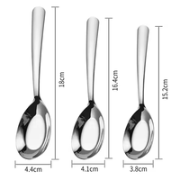Cuillère en acier inoxydable 304 personnalisée de haute qualité épaissie à fond plat pour la soupe, le riz et les repas de tous les jours