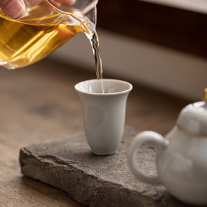 Handmade Ceramic Antique Glaze <b>Teacup</b> Porcelain Single Cup Chinese Kung Fu Tea Set Small Tasting Cup Retro Design - Product Image 1