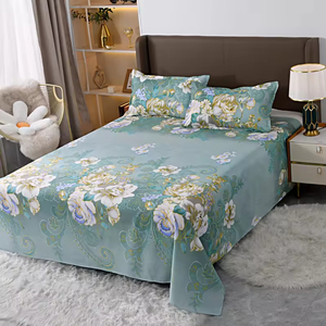 Hot Sale Modern Polyester <strong>Floral</strong> Leaves Pattern 200TC Home Use Anti-Static Therapy Fitted <strong>Bed</strong> <strong>Sheet</strong> - Product Image 4