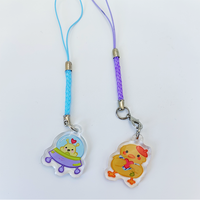 Breloque de téléphone en acrylique transparent avec revêtement époxy brillant, mini pendentif personnalisé imprimé pour téléphone portable