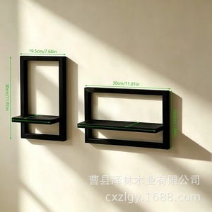 Wooden Square <b>Wall</b> <b>Mounted</b> <b>Shelf</b> 1 Tier For Home Decor Plant Display - Product Image 3