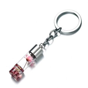 Dried Flower Glass Bottle Pendant Keychain Forest Style Preserved Flower <b>Key</b> Ring Bag Charm Wholesale - Product Image 6