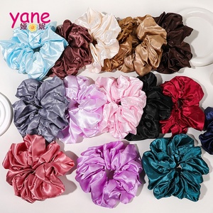 Coleteros lisos de satén para mujer, bandana de goma XXL, muchos colores - Product Image 1
