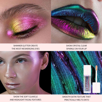 Fard à paupières liquide chromé, fard à paupières chromé changeant de couleur avec une formule longue durée et ultra-pigmentée