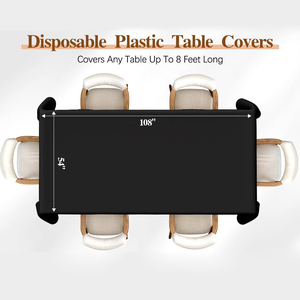 Handmade Custom Black &amp; Pink Plastic Tablecloths Thanksgiving Square Oilcloth Paper Covers Fitted Vinyl Tablecloths - Product Image 6