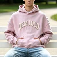 Hoodie Sweatshirt Unisex Warna Solid Oversized Loose Fit Kasual Serbaguna Couple custom print hoodie Puff Printing Foam Printing