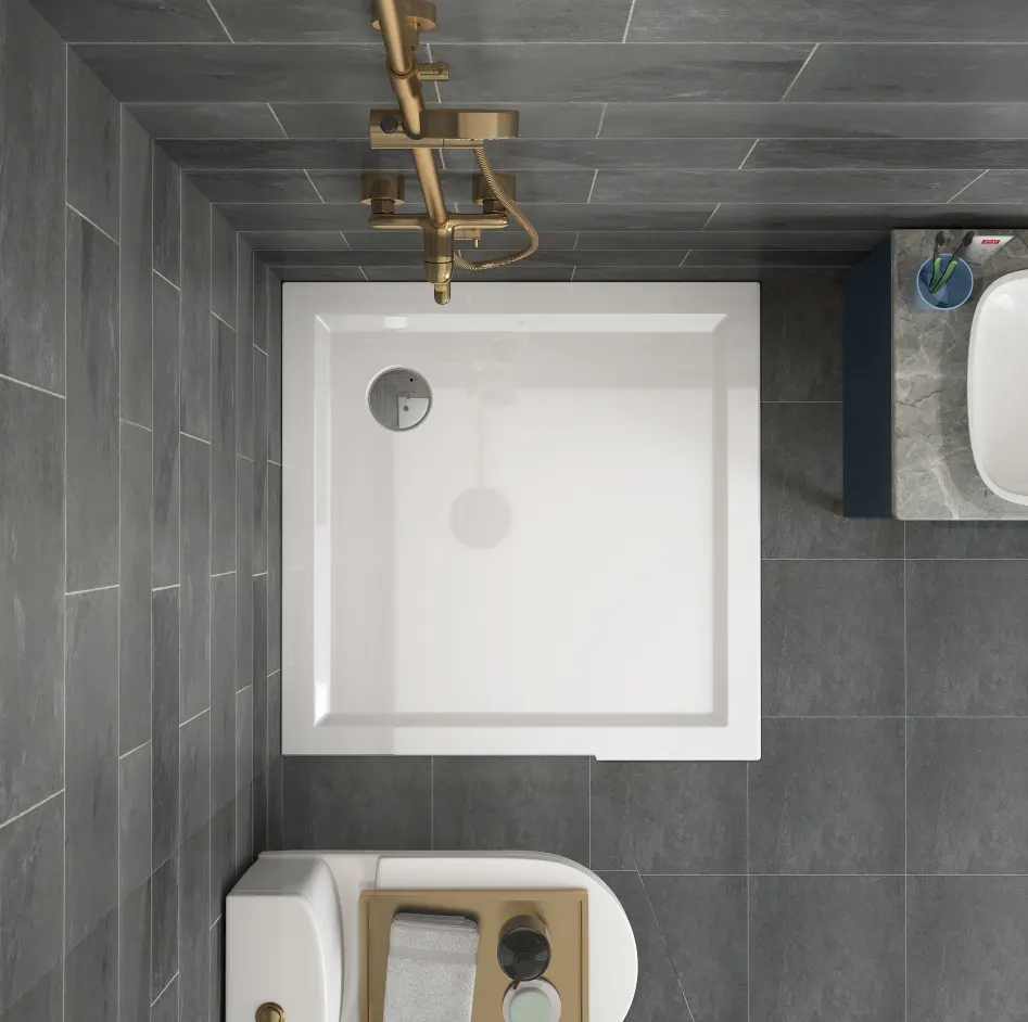 Base de ducha cuadrada de Abs para baño, bandeja de acrílico blanco de alta calidad, estándar europeo, OEM, 5cm, 70x70, diferentes tamaños disponibles