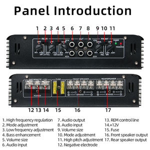 Amplificateur de puissance <span class=keywords><strong>audio</strong></span> pour voiture universel compatible <span class=keywords><strong>4</strong></span> canaux en alliage d'aluminium de classe A/B avec stéréo 3D - Product Image 3