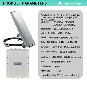 Oem 11ax <span class=keywords><strong>Wifi</strong></span> <span class=keywords><strong>6</strong></span> ngoài trời không thấm nước điểm truy cập 3657Mbps <span class=keywords><strong>2</strong></span>.4G & 5.8G Bìa bán kính 150 mét Hệ thống hỗ trợ 256 + người sử dụng Qualcomm - Product Image 2