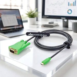 Kabel Video USB Tipe-C ke VGA DB15 dengan Chip Konversi Terintegrasi 1920x1200 60Hz Adaptor untuk Koneksi Monitor VGA Laptop MacBook - Product Image 2