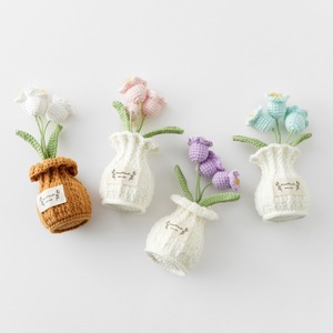 Jarrones de Flores de Lirio de Lana Tejidos <span class=keywords><strong>a</strong></span> Mano, Plantas Artificiales en Maceta, Adornos de Flores Preservadas, Puestos de Venta en el Mercado - Product Image 1