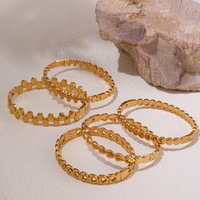 Ensemble de bracelets de luxe en or 18 carats, acier inoxydable, zircon, charme géométrique, bracelet minimaliste tendance, bijoux pour femme