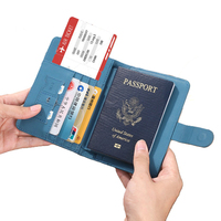 Dompet Paspor Kulit PU Premium Anti Air, Tempat Kartu, Dompet Perjalanan, Pemblokir RFID, Penutup Magnetik untuk Pria