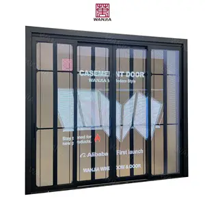 Interior smart electric automatic sliding door LED screen panel aluminum doors double glazed lifting sliding glass doors